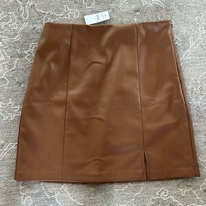 Loft Camel Brown Leather Skirt Size 8